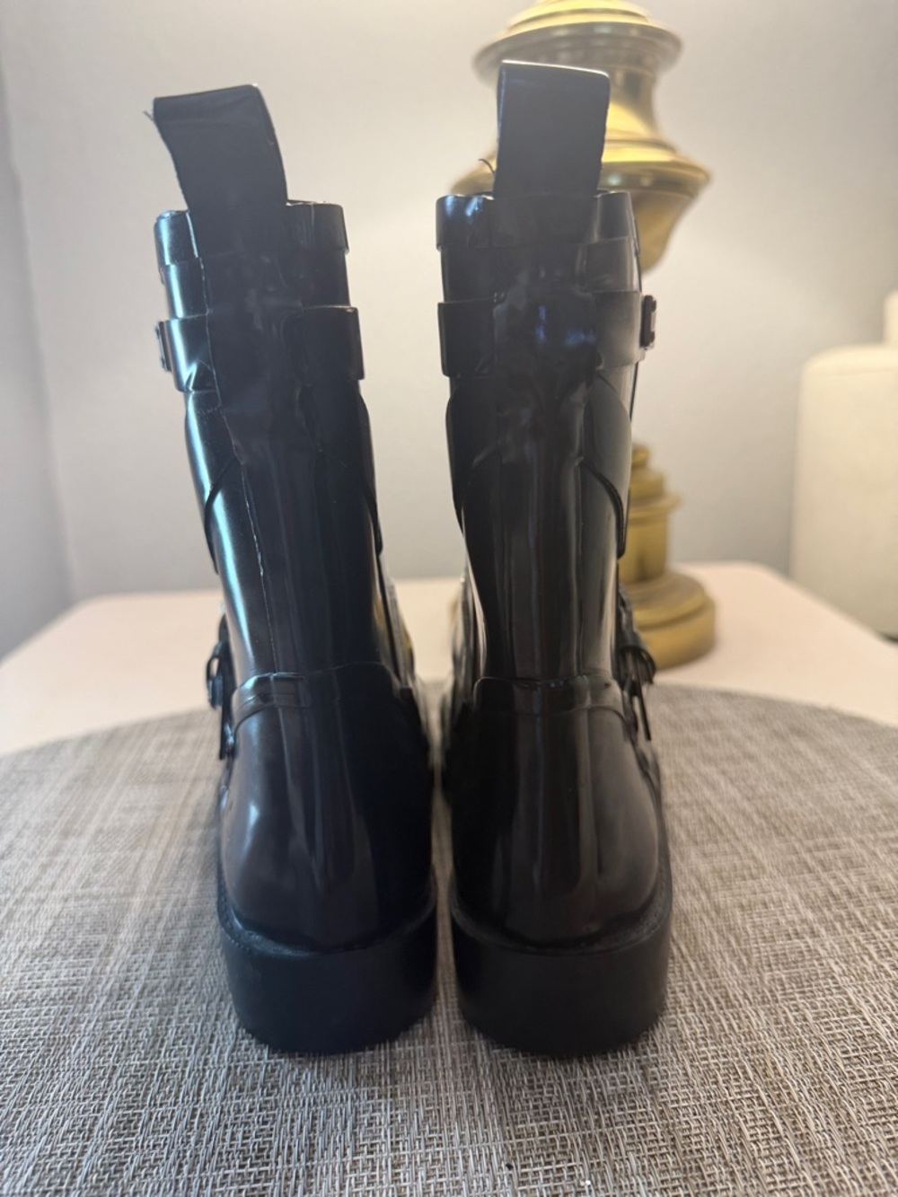 Coach Glossy Navy Short Rain Boots with Buckle - Picture 4 of 6